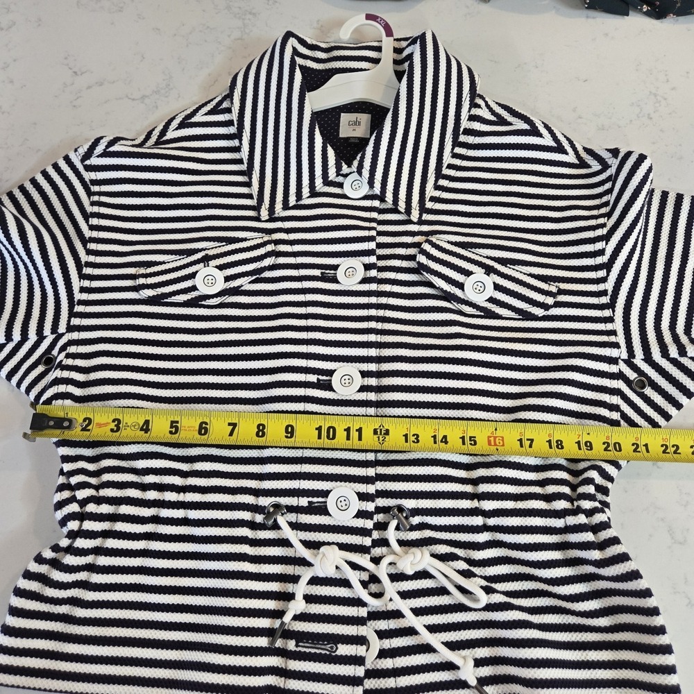 CAbi Jacket Womens M Navy Blue White Striped Nautical Harbour Workwear Casual - Picture 9 of 16